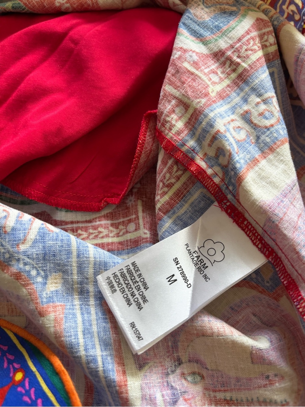 NWT Farm Rio for Anthropologie Scalloped Trim Linen Blend Shirt Mini Dress Red M - Picture 10 of 11